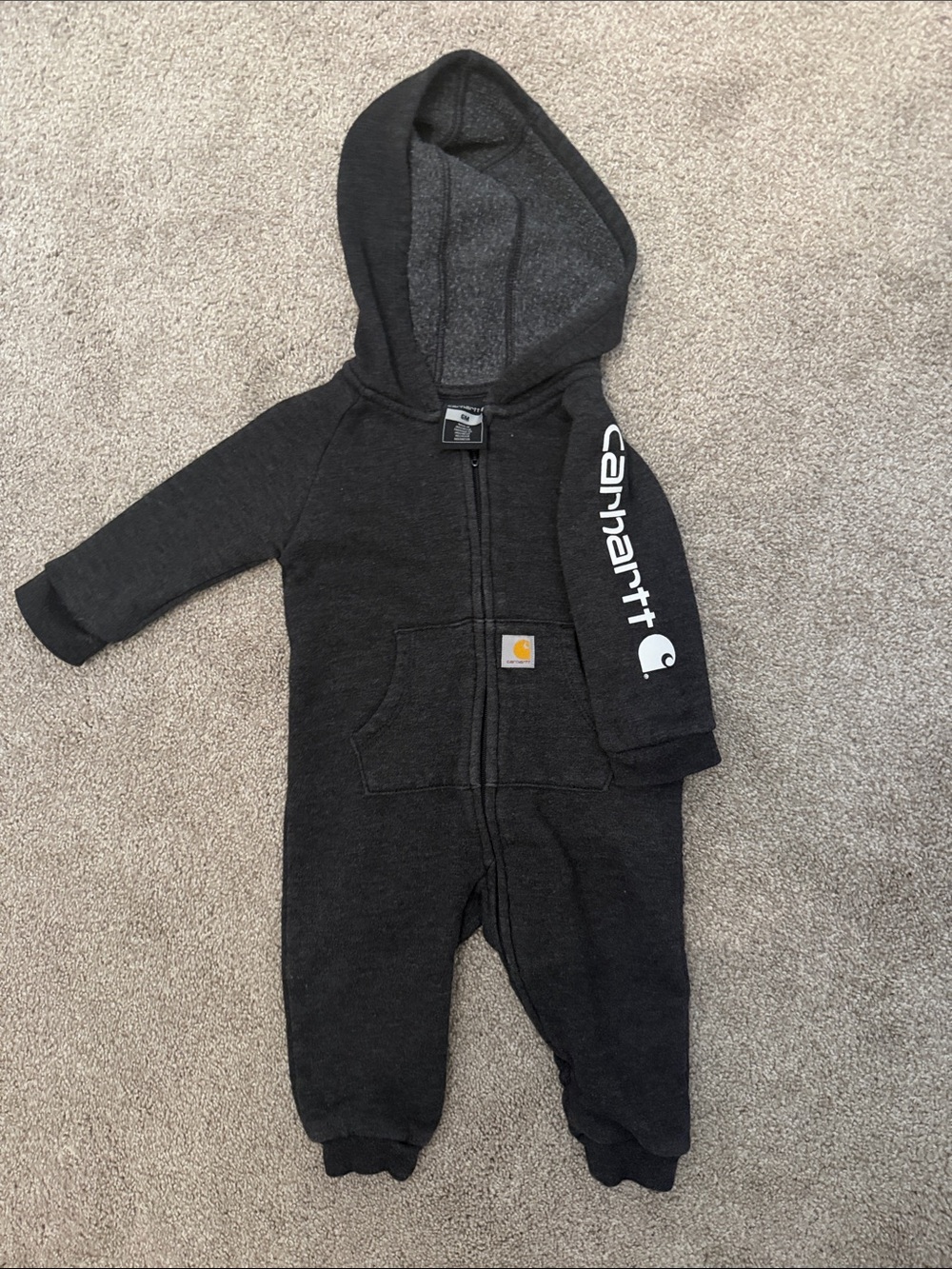 Carhartt Charcoal Hooded Zip One-Piece Romper